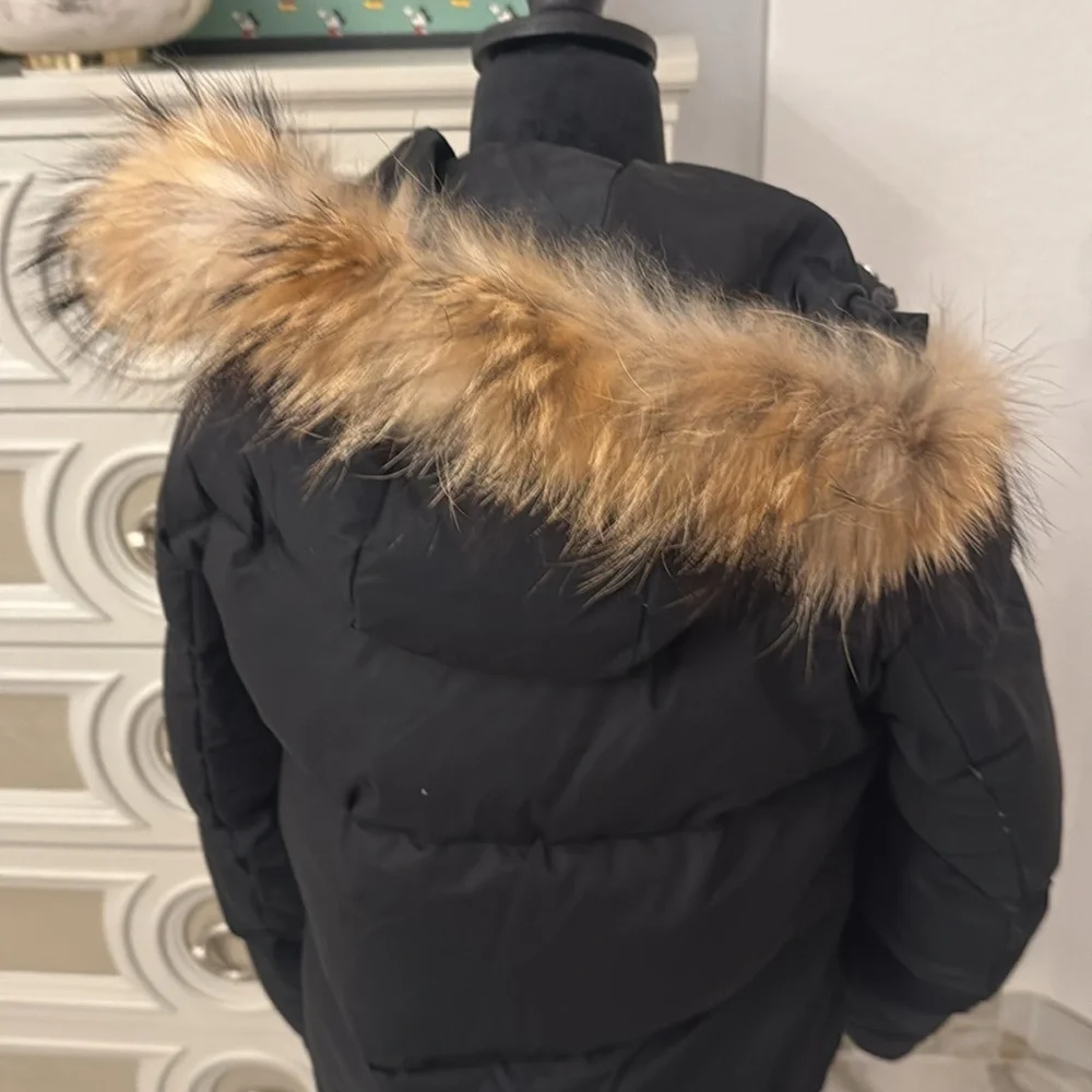 Sandro puffer with real raccoon fur